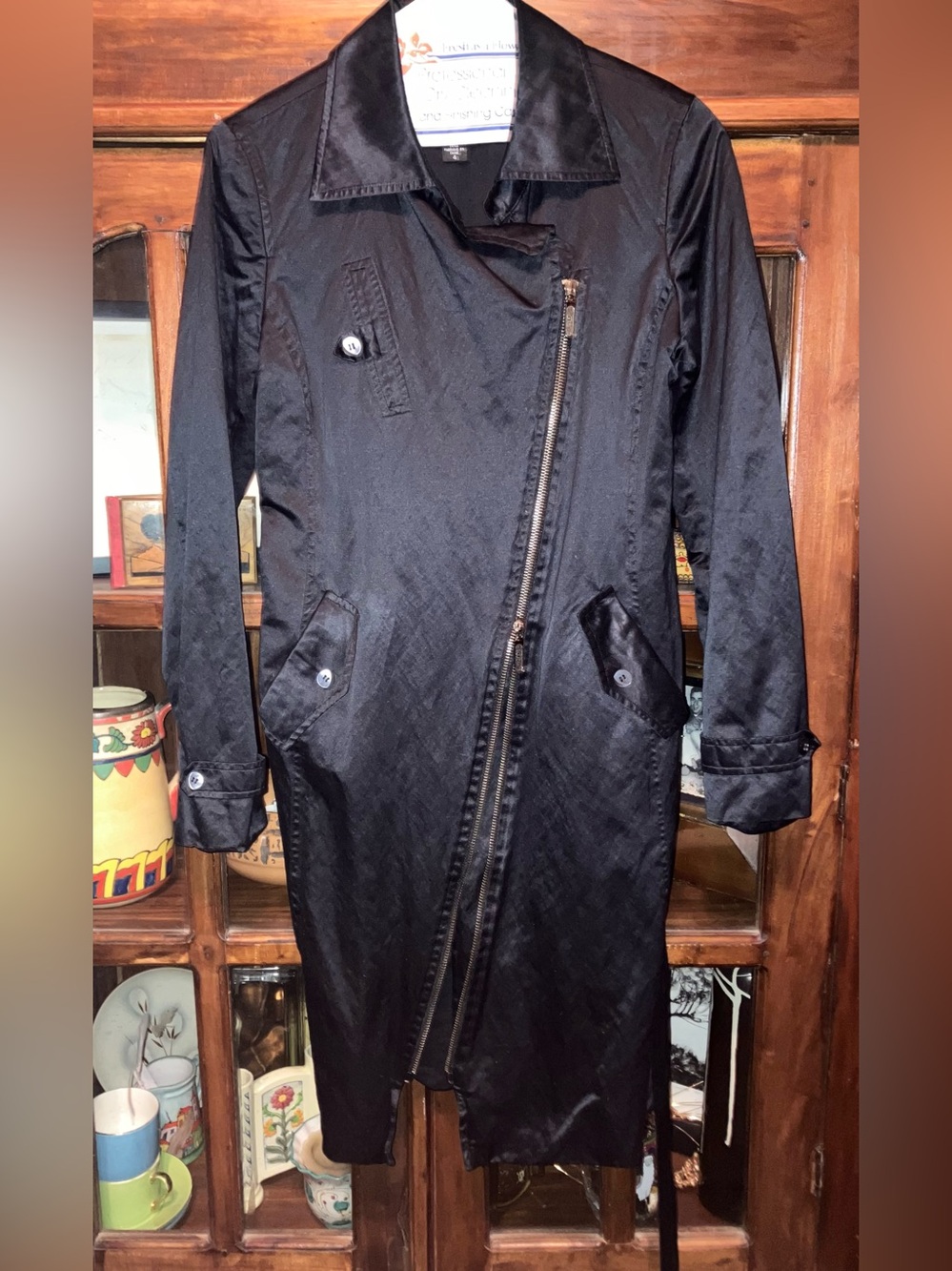 Laundry By Shelli Segal Black Assemetrical Zipper Trench